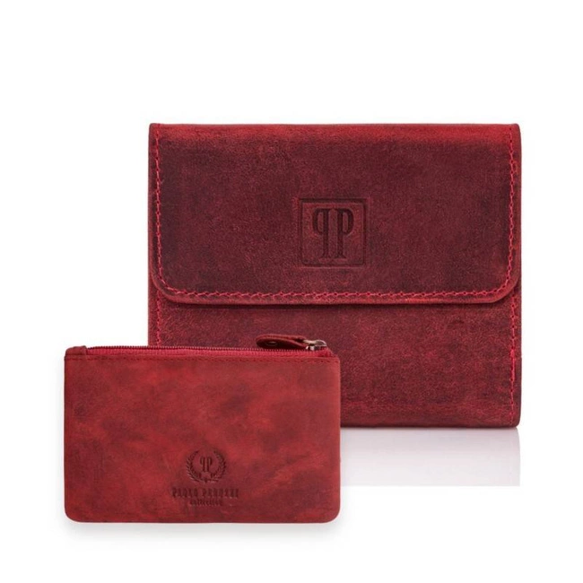Zestaw skórzany portfel i etui na klucze PAOLO PERUZZI ZUP-64-RD czerwony