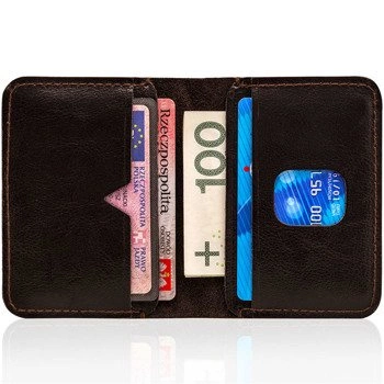 Cienki skórzany portfel męski Solier SW11 ciemnobrązowy