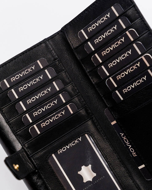 Pojemny portfel czarny Rovicky 8803-BPRN-3236 BLACK